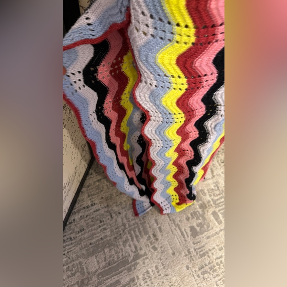 Multicolor Zigzag Patterned Crochet Maxi Skirt - image 4